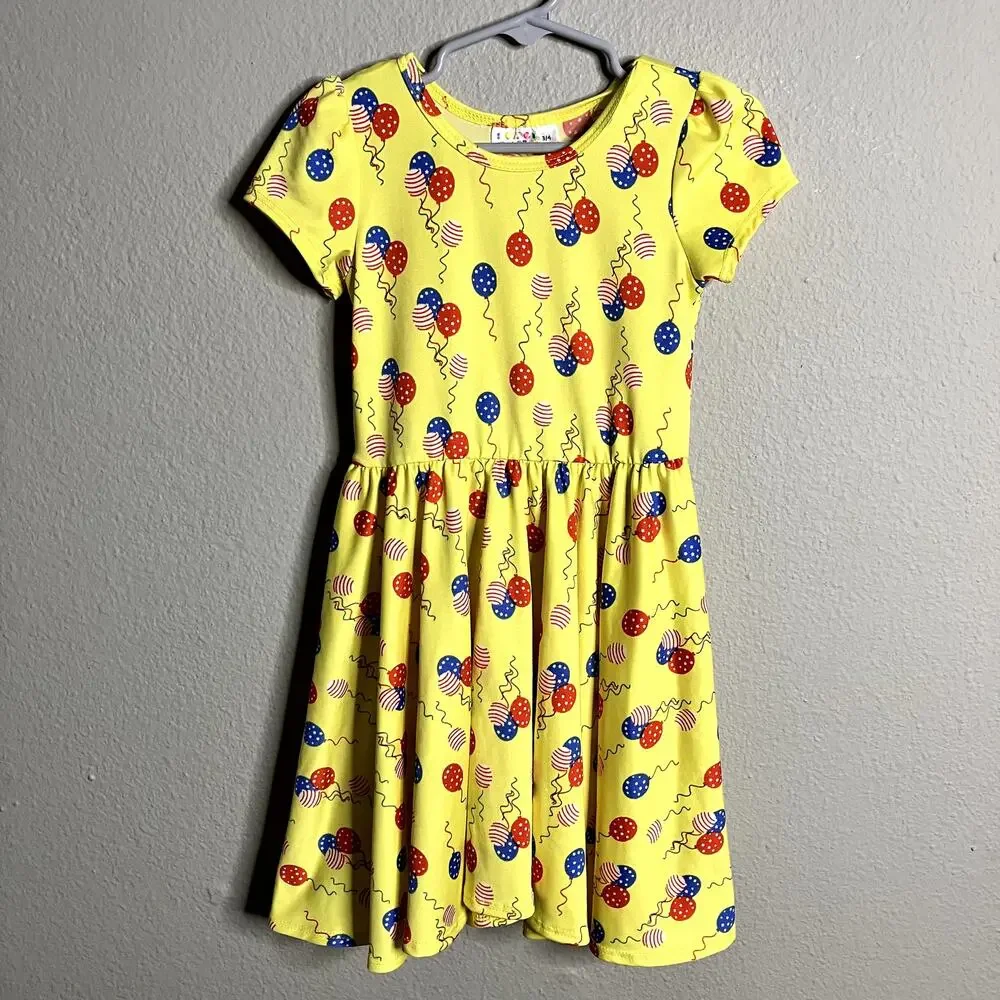 Dot Dot Smile Balloon Dress Size 3-4 Birthday Cap Sleeve Twirl